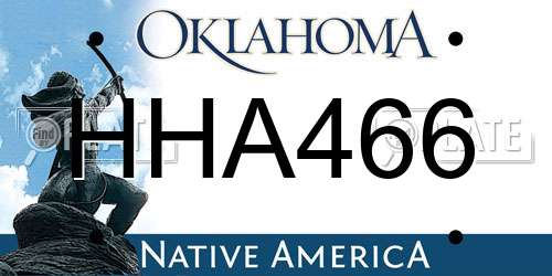 HHA466 Oklahoma License Plate