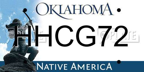 HHCG72 Oklahoma License Plate