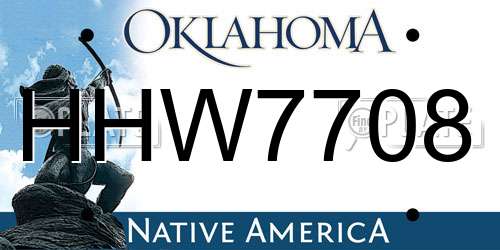 HHW7708 Oklahoma License Plate