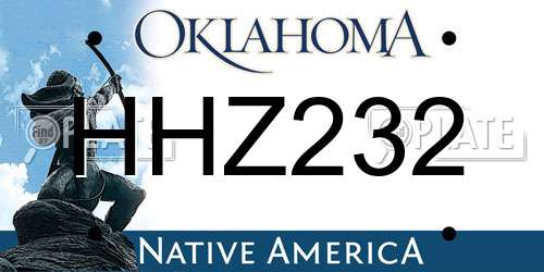 HHZ232 Oklahoma License Plate