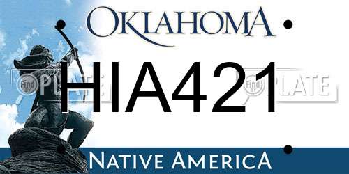 HIA421 Oklahoma License Plate