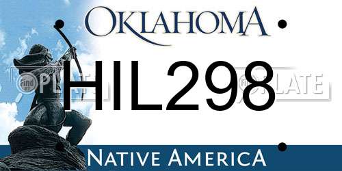 HIL298 Oklahoma License Plate