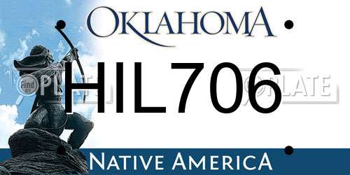 HIL706 Oklahoma License Plate