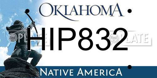 HIP832 Oklahoma License Plate