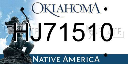 HJ71510 Oklahoma License Plate