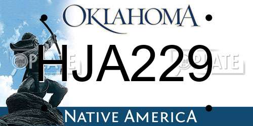 HJA229 Oklahoma License Plate