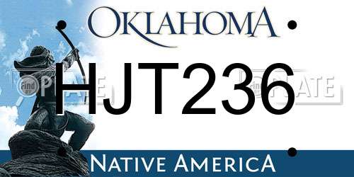 HJT236 Oklahoma License Plate