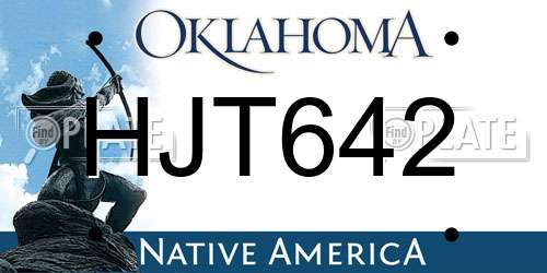 HJT642 Oklahoma License Plate