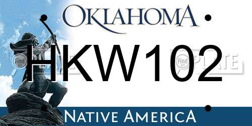 HKW102 Oklahoma License Plate
