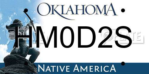 HM0D2S Oklahoma License Plate