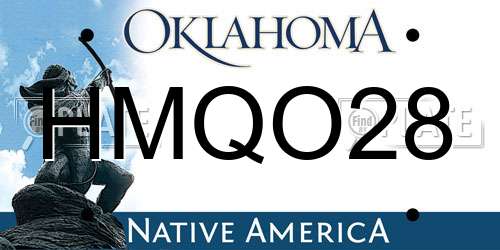 HMQO28 Oklahoma License Plate