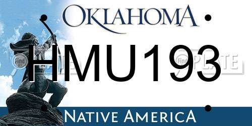 HMU193 Oklahoma License Plate