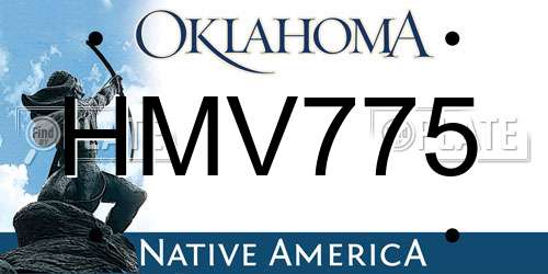 HMV775 Oklahoma License Plate