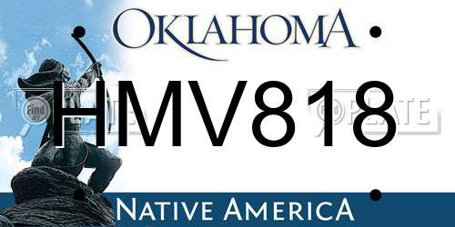 HMV818 Oklahoma License Plate