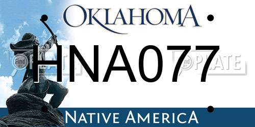 HNA077 Oklahoma License Plate