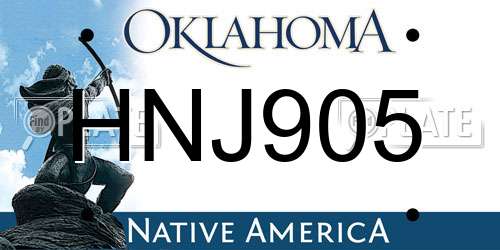 HNJ905 Oklahoma License Plate