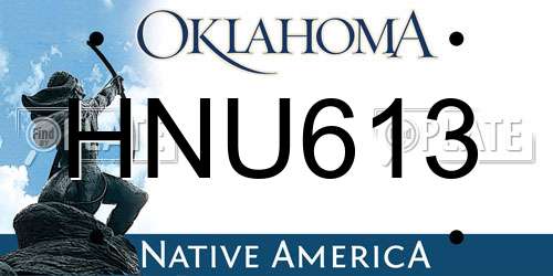 HNU613 Oklahoma License Plate