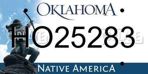 HO25283 Oklahoma License Plate