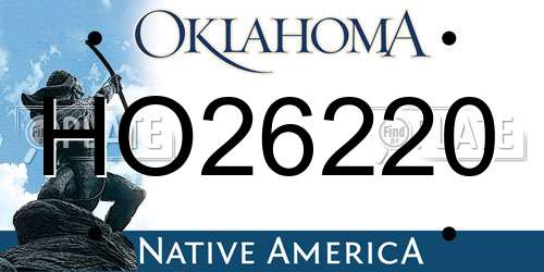 HO26220 Oklahoma License Plate