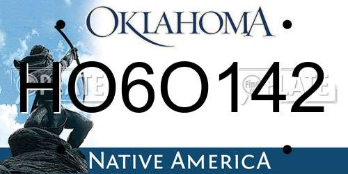 HO6O142 Oklahoma License Plate