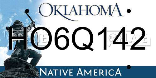HO6Q142 Oklahoma License Plate