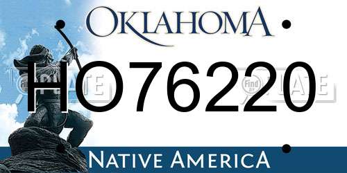 HO76220 Oklahoma License Plate