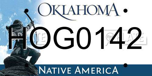 HOG0142 Oklahoma License Plate