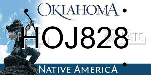HOJ828 Oklahoma License Plate