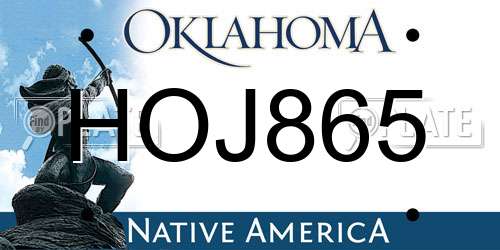 HOJ865 Oklahoma License Plate