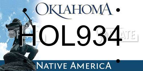 HOL934 Oklahoma License Plate