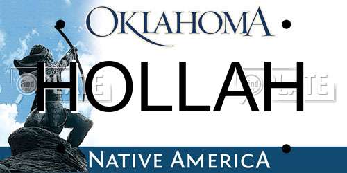 HOLLAH Oklahoma License Plate
