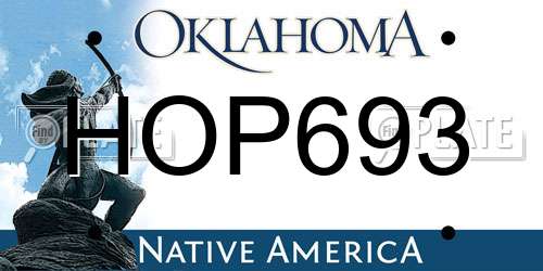 HOP693 Oklahoma License Plate