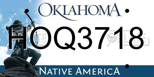 HOQ3718 Oklahoma License Plate