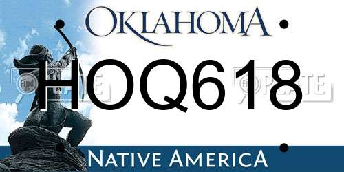 HOQ618 Oklahoma License Plate