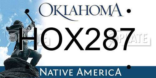 HOX287 Oklahoma License Plate