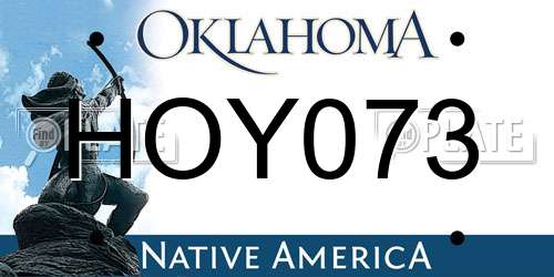 HOY073 Oklahoma License Plate