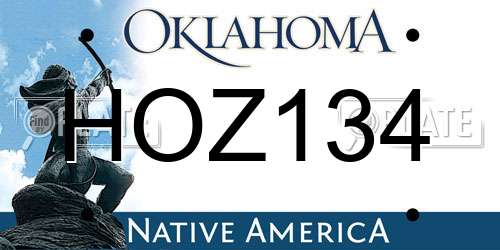 HOZ134 Oklahoma License Plate