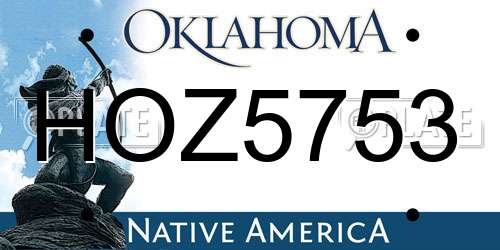 HOZ5753 Oklahoma License Plate