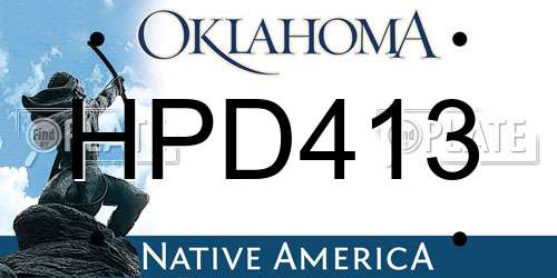 HPD413 Oklahoma License Plate