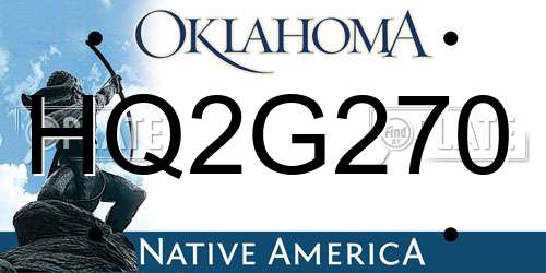 HQ2G270 Oklahoma License Plate