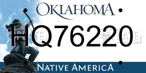 HQ76220 Oklahoma License Plate