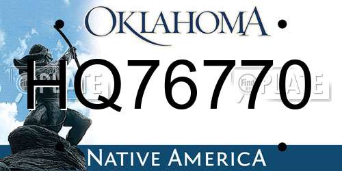 HQ76770 Oklahoma License Plate