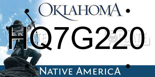 HQ7G220 Oklahoma License Plate