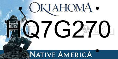 HQ7G270 Oklahoma License Plate