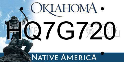 HQ7G720 Oklahoma License Plate