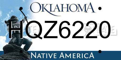 HQZ6220 Oklahoma License Plate