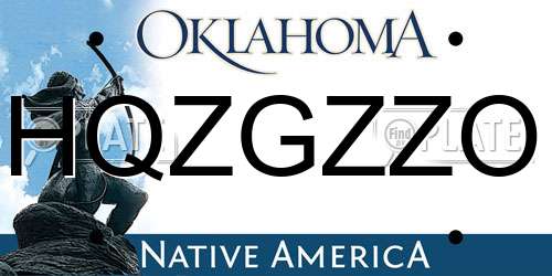 HQZGZZO Oklahoma License Plate