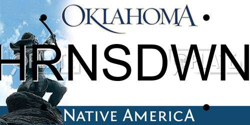 HRNSDWN Oklahoma License Plate
