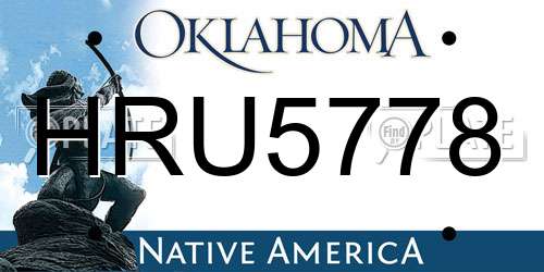 HRU5778 Oklahoma License Plate