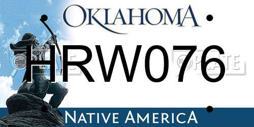 HRW076 Oklahoma License Plate